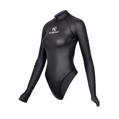 Womens Wetsuit 2mm Smooth-Skin Neoprene Wetsuit Black with Open-Back & T-Back Bottom One-Piece Long Sleeve Swimsuits for Women Diving Surfing Snorkeling