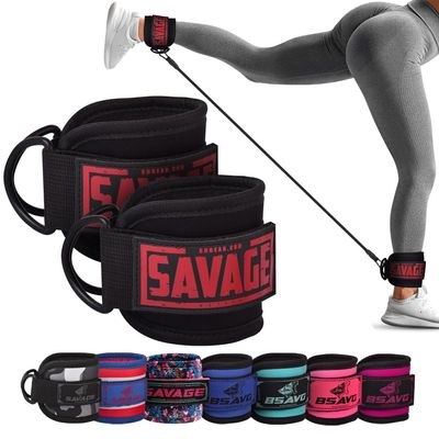 BeSAVAGE - Exercise Machine Attachments for Glute Workouts, Kickbacks, Hip Abductors, Leg Extensions, Ankle Straps for Cable Machines, Workout Cuff Attachments for Home & Gym