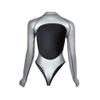 Womens Wetsuit 2mm Smooth-Skin Neoprene Wetsuit Silver with Open-Back & T-Back Bottom One-Piece Long Sleeve Swimsuits for Women Diving Surfing Snorkeling view 2