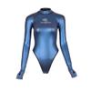 Womens Wetsuit 2mm Smooth-Skin Neoprene Wetsuit Blue with Open-Back & T-Back Bottom One-Piece Long Sleeve Swimsuits for Women Diving Surfing Snorkeling view 3