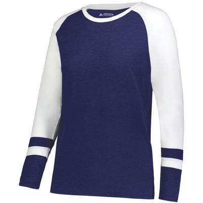Augusta Sportswear Women's Fanatic 2.0 Long Sleeve Tee, Navy/White, XS