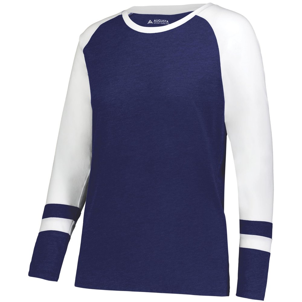 Augusta Sportswear Women's Fanatic 2.0 Long Sleeve Tee, Navy/White, XS