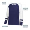 Augusta Sportswear Women's Fanatic 2.0 Long Sleeve Tee, Navy/White, XS view 3