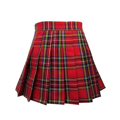 TONCHENGSD Women's High Waist Pleated Mini Skirt Skater Tennis Skirt (Red Plaid 01, XS)