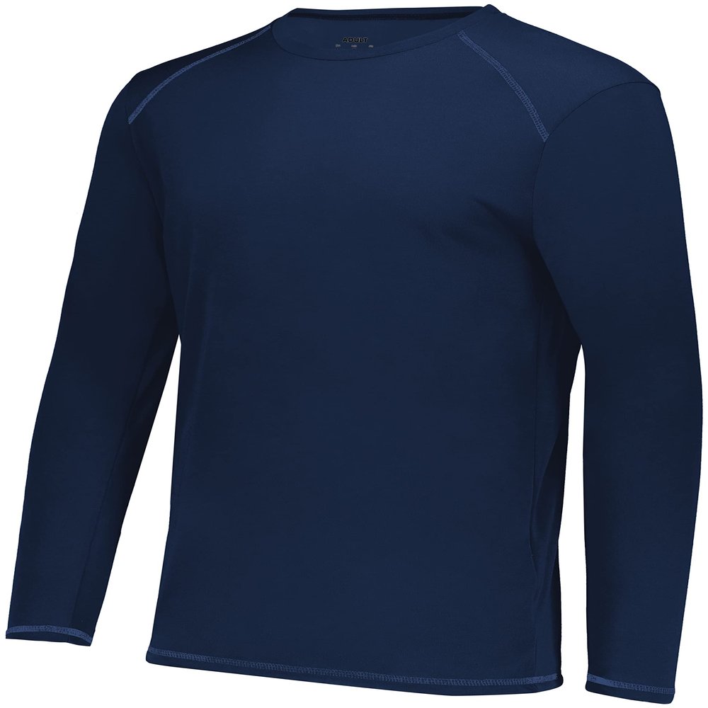 Augusta Sportswear Super Soft-Spun Poly Long Sleeve Tee Navy XL