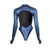 Womens Wetsuit 2mm Smooth-Skin Neoprene Wetsuit Blue with Open-Back & T-Back Bottom One-Piece Long Sleeve Swimsuits for Women Diving Surfing Snorkeling view 2