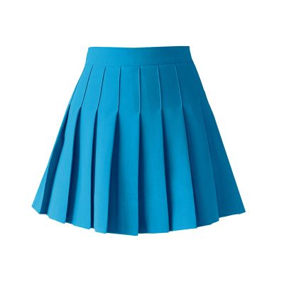 TONCHENGSD Women's High Waist Pleated Mini Skirt Skater Tennis Skirt (Lake Blue, XL)