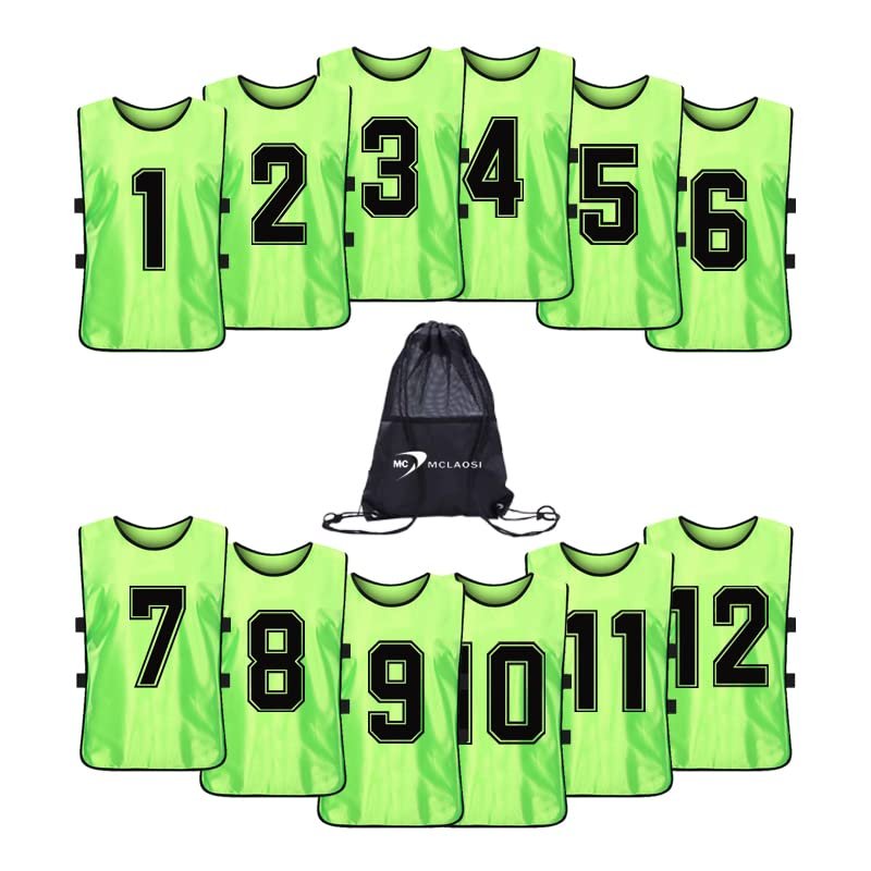 MCLAOSI Number Print Team Practice Vests Pinnies Jerseys for Kids Youth Sports Basketball, Soccer, Football 6-12 Packs