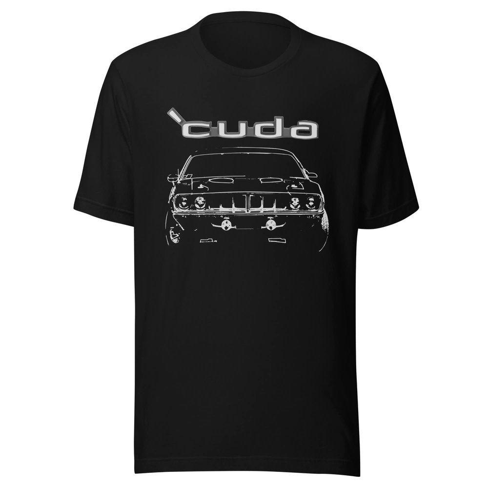 71 Cuda 1971 Barracuda Vintage Muscle Car Collector Short-Sleeve Unisex T-Shirt Black