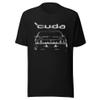 71 Cuda 1971 Barracuda Vintage Muscle Car Collector Short-Sleeve Unisex T-Shirt Black view 1