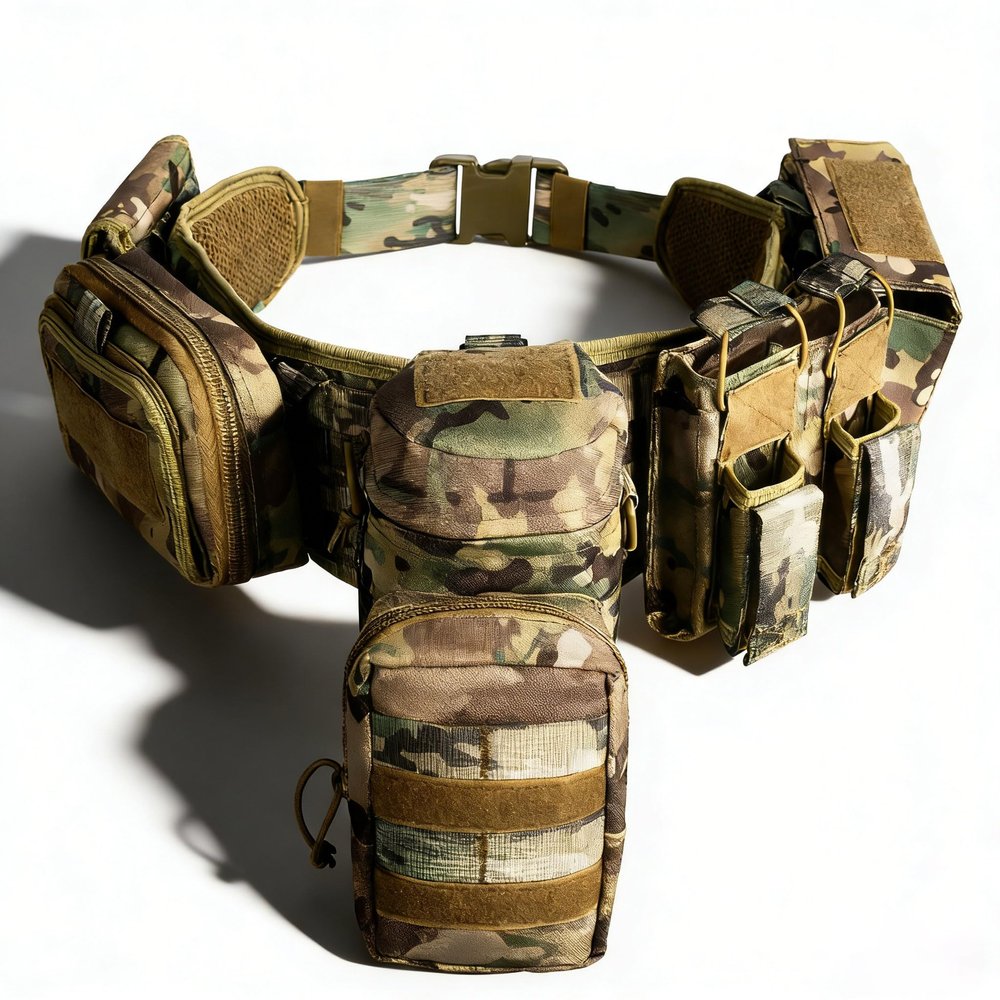 YAKEDA 5 in 1 Tactical Battle Belts for Law Enforcement Modular Heavy Equipment Police Duty Utility Belt with Pouches (CP)