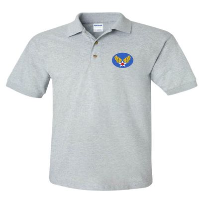 ALLNTRENDS Army Air Forces Polo Shirt Embroidered USAAF Men's Polo Shirt (L, Sporty Grey)