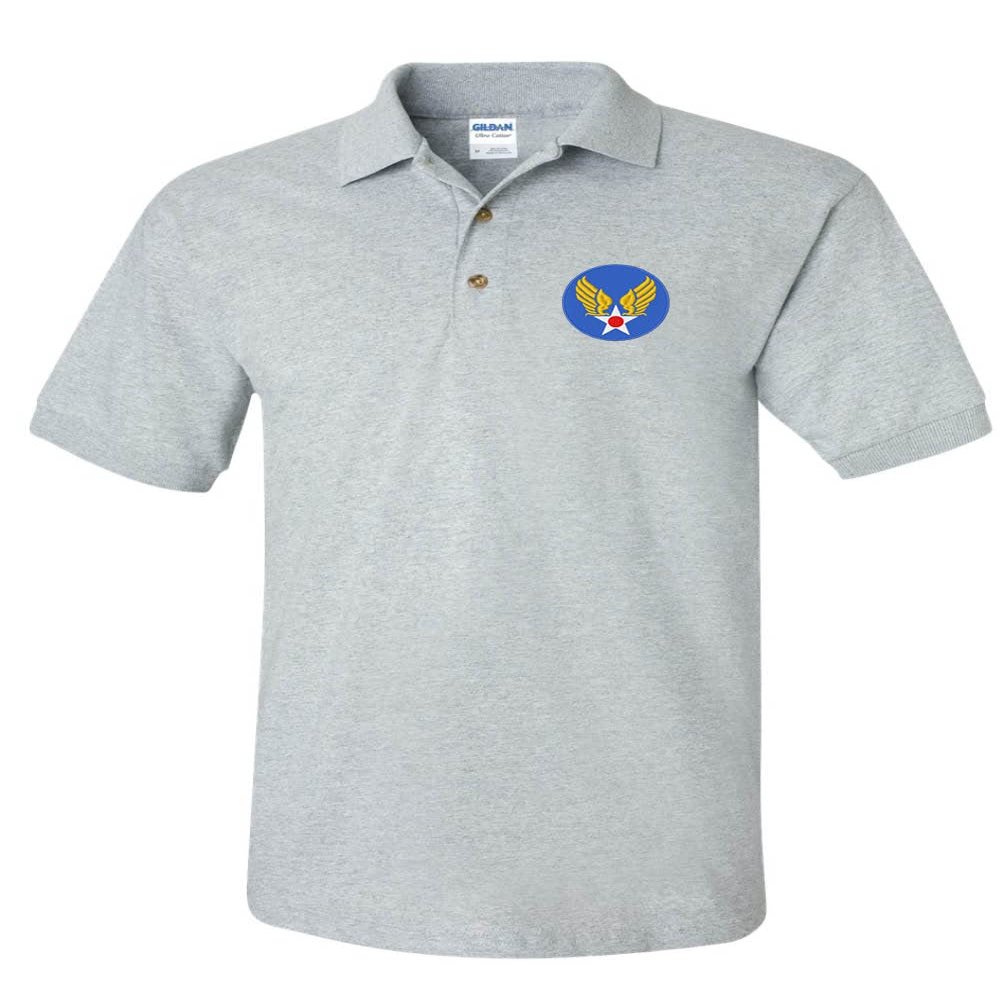 ALLNTRENDS Army Air Forces Polo Shirt Embroidered USAAF Men's Polo Shirt (L, Sporty Grey)
