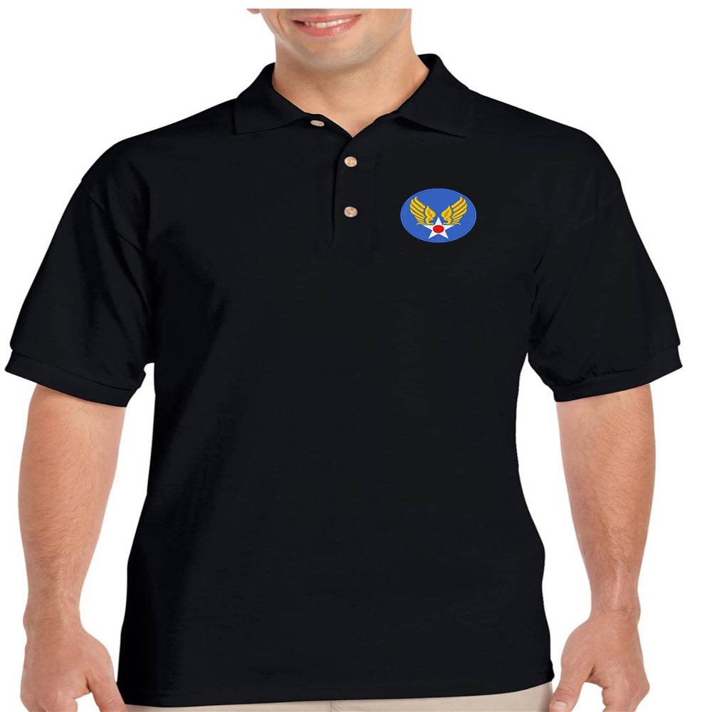 ALLNTRENDS Army Air Forces Polo Shirt Embroidered USAAF Men's Polo Shirt (M, Black)