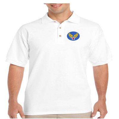 ALLNTRENDS Army Air Forces Polo Shirt Embroidered USAAF Men's Polo Shirt (2XL, White)
