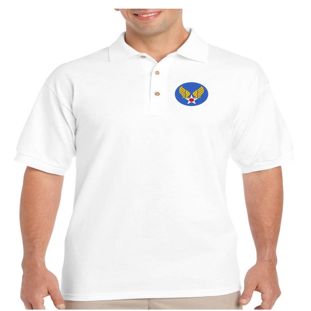 ALLNTRENDS Army Air Forces Polo Shirt Embroidered USAAF Men's Polo Shirt (2XL, White)