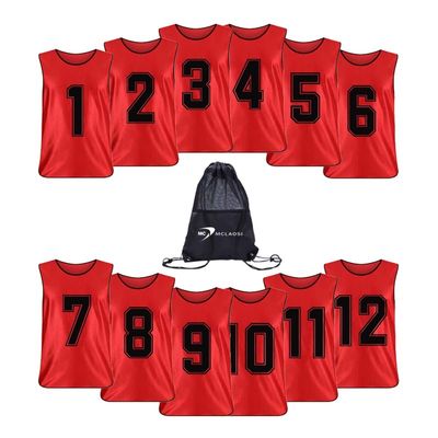 MCLAOSI Number Print Team Practice Vests Pinnies Jerseys for Kids Youth Sports Basketball, Football, Soccer 6-12 Packs