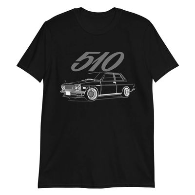 1971 Datsun 510 Collector Car JDM Custom Line Art Short-Sleeve Unisex T-Shirt Black