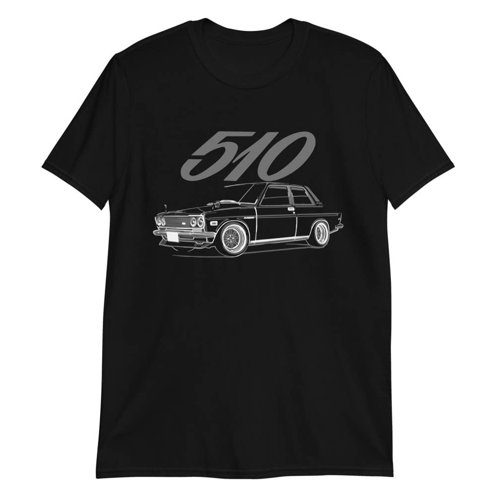 1971 Datsun 510 Collector Car JDM Custom Line Art Short-Sleeve Unisex T-Shirt Black