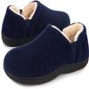 LongBay Men's Slippers Warm Bedroom Memory Foam House Shoes Slip-On for Indoor Outdoor Winter (Navy Blue, 9-10) view 1