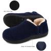 LongBay Men's Slippers Warm Bedroom Memory Foam House Shoes Slip-On for Indoor Outdoor Winter (Navy Blue, 9-10) view 4