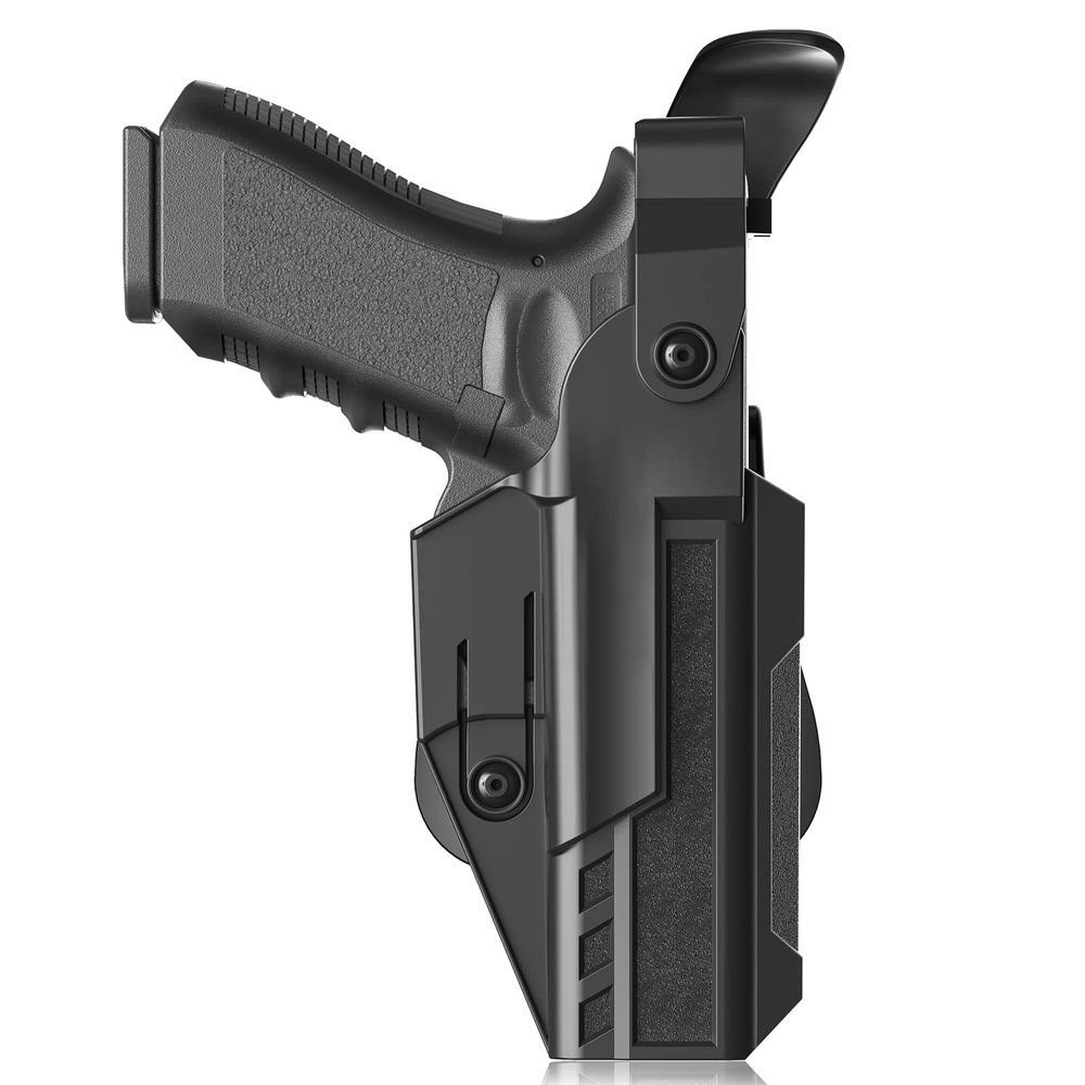 Glock 19/17/19X/23/32/45/44 Duty Holster - Level Retention, Thumb Release, 60 Adjustable, OWB Paddle