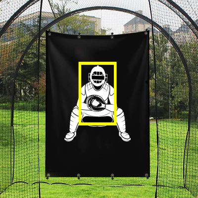Baseball Backstop 4ft x 6ft Batting Cage Target Backdrop with Strike Zone for Baseball Softball Pitching Target Net Training Practice Tool (4ft x 6ft-Catcher)