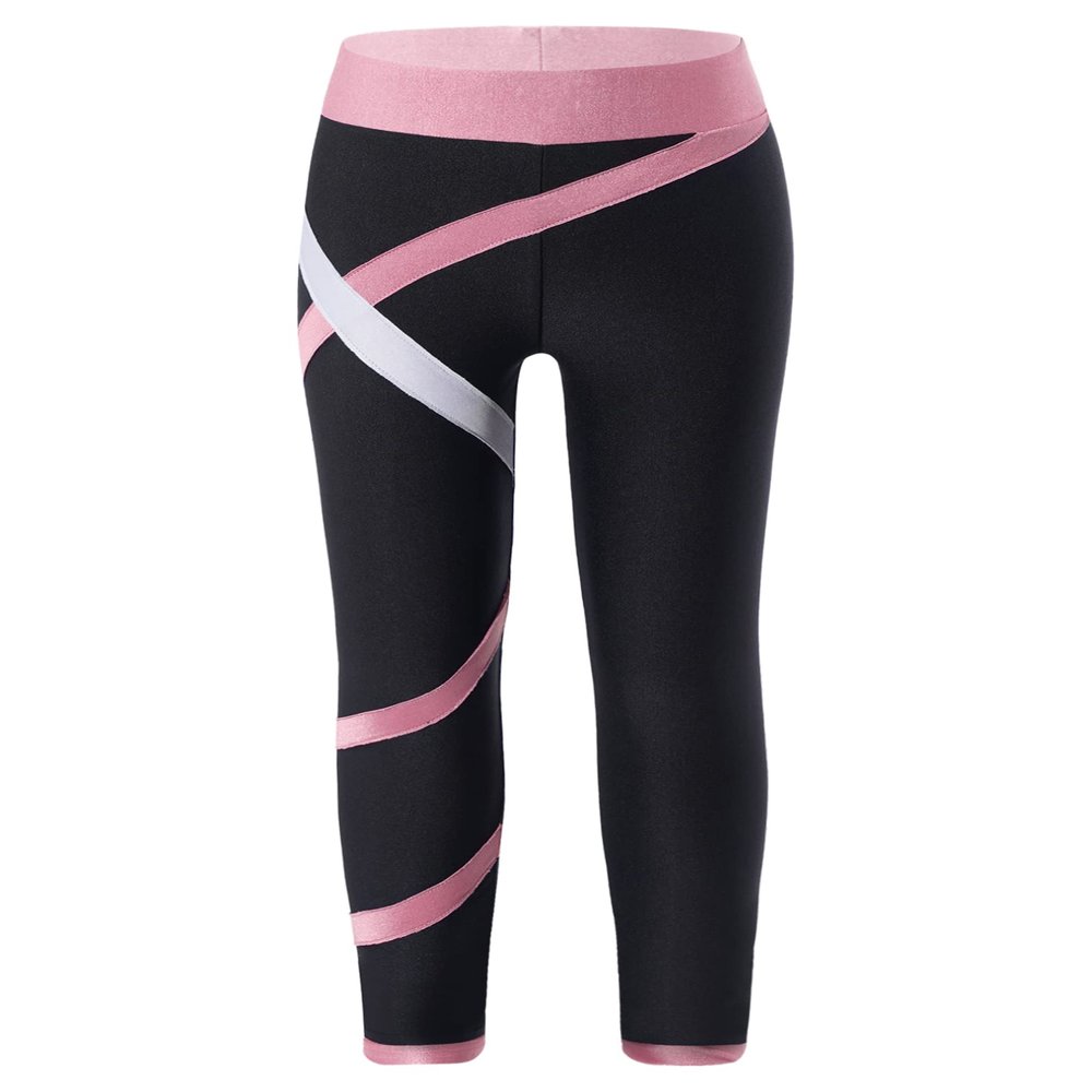 easyforever Kids Figure Skating Practice Pants Girl's Ice Skating Tights Leggings Training Competition Pants Pink 10 Years