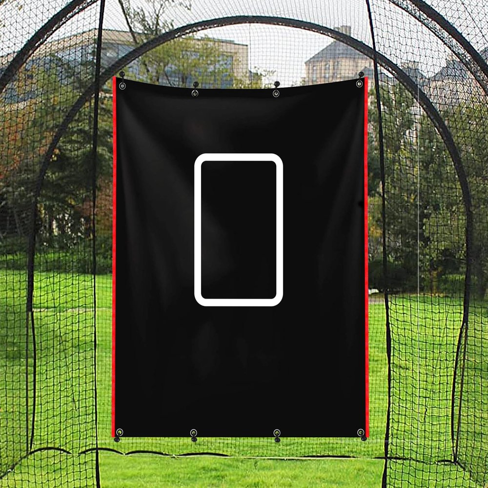 Baseball Backstop 4ft x 6ft Batting Cage Target Backdrop with Strike Zone for Baseball Softball Pitching Target Net Training Practice Tool (4ft x 6ft-Rectangular)