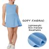 Aurgelmir Girls Crewneck Sleeveless Tennis Dresses Kids Workout Cute Outfits Tank Golf Dresses with Shorts Pocket Blue view 3