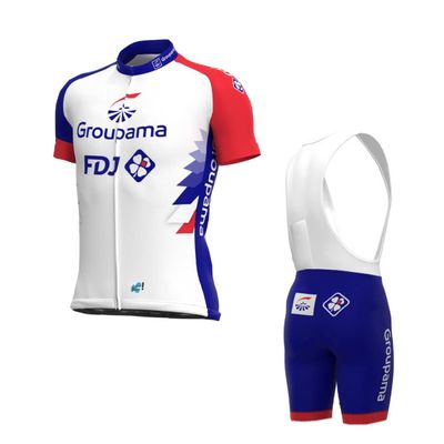 SGCIKER 2022 Men World Tour Team FDJ France Cycling Jersey Set,Summer Short Sleeve Breathable Cycle Shirt MTB Bike Clothing (2XL)