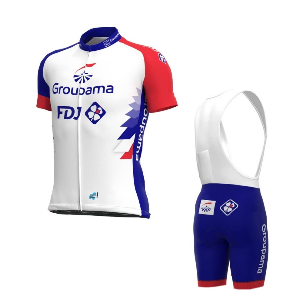 SGCIKER 2022 Men World Tour Team FDJ France Cycling Jersey Set,Summer Short Sleeve Breathable Cycle Shirt MTB Bike Clothing (2XL)