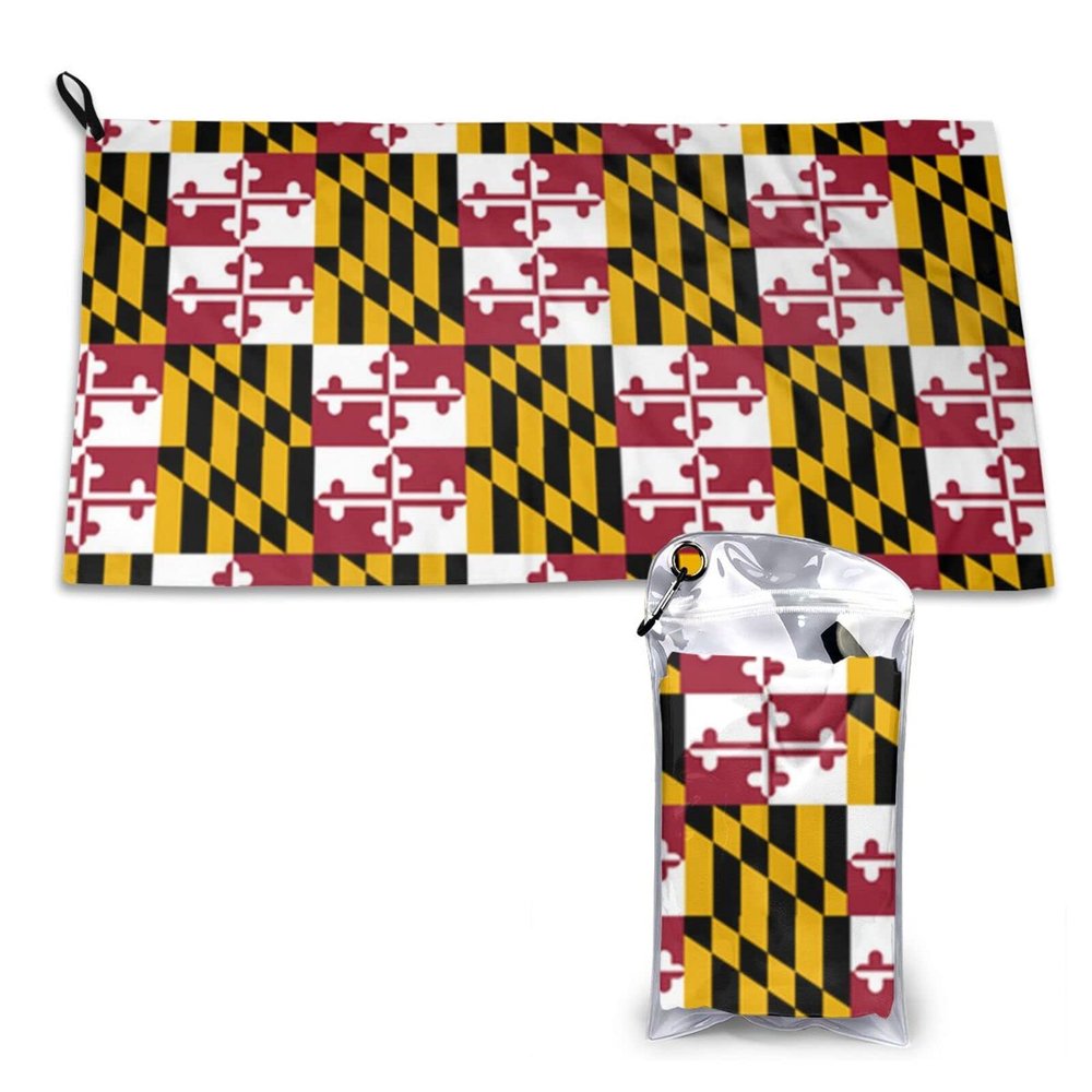 Augenstern 16x31.5in Quick Dry Sports Towel Maryland Flag Pride Portable Microfiber Beach Towel Lightweight Camping Towel