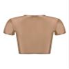 Manyakai Women Glossy Short Sleeve Crop Top T-Shirt Round Neck Slim Fit Yoga Athletic Jogger Gym Shirt Coffee Medium view 4
