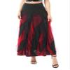 Moily Women Girls Elegant Ballroom Latin Dance Party Long Swing Tiered Skirt Lyrical Dancewear Black&Red Large view 1