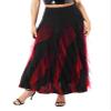 Moily Women Girls Elegant Ballroom Latin Dance Party Long Swing Tiered Skirt Lyrical Dancewear Black&Red Large view 2