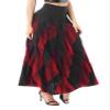 Moily Women Girls Elegant Ballroom Latin Dance Party Long Swing Tiered Skirt Lyrical Dancewear Black&Red Large view 4