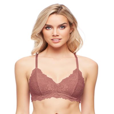Katie Triangle Bralette for Women, Unpadded and Unlined Wireless Bra, Perfect Adjustable Everyday Lace Lingerie (X-Large, Pecan)