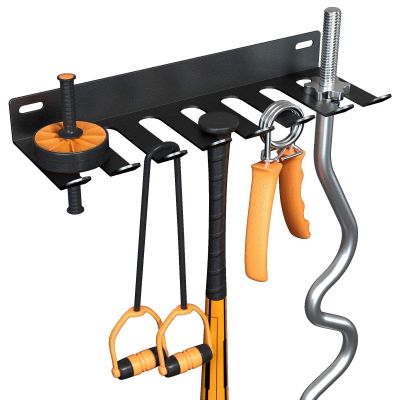 Riuog Gym Equipment Storage Rack,Multi Purpose Wall Mount Home Gym Equipment Storage Rack for Resistance Bands, Jump Ropes, Yoga Mat, Foam Roller, Chains, Barbells Carabiners Included, gift