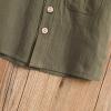 SHIBAOZI Toddler Baby Boys Clothes Set Button-down Shirt Tops + Cotton Linen Shorts Summer Outfit 2PCS with Pockets (Army Green, 6-12 Months) view 4