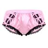 Zaldita Men's Sissy Lingerie Underwearn Girly Shiny Satin Cute Bowknot Bikini Briefs Underpants Pink X-Large view 1