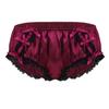 Zaldita Men's Sissy Lingerie Underwearn Girly Shiny Satin Cute Bowknot Bikini Briefs Underpants Wine Red Medium view 1