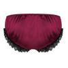 Zaldita Men's Sissy Lingerie Underwearn Girly Shiny Satin Cute Bowknot Bikini Briefs Underpants Wine Red Medium view 2