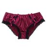 Zaldita Men's Sissy Lingerie Underwearn Girly Shiny Satin Cute Bowknot Bikini Briefs Underpants Wine Red Medium view 3