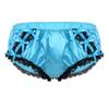 Zaldita Men's Sissy Lingerie Underwearn Girly Shiny Satin Cute Bowknot Bikini Briefs Underpants Blue Medium view 1