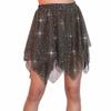 JEWEKY Sequin Dance Skirts Belly Fringe Skirt Rave Hip Skirt Layered Performance Skirts Party Club Short Skirt for Women (Black Gold) view 1