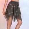 JEWEKY Sequin Dance Skirts Belly Fringe Skirt Rave Hip Skirt Layered Performance Skirts Party Club Short Skirt for Women (Black Gold) view 2