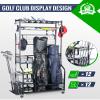 Mythinglogic Golf Club Storage Rack - 2 Golf Bags Stand and Golfing Equipment Accessories Storage Organizer with 4 Removable Hooks, Metal Black Golf Rack for Garage view 4