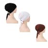 3 Pieces Adjustable Muslim Inner Under Hijab Cap with Ties Back Islamic Under Scarf Bonnet Caps Chemo Cap (White) view 2