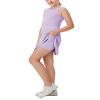 Aurgelmir Girls Crewneck Sleeveless Tennis Dresses Kids Workout Cute Outfits Tank Golf Dresses with Shorts Pocket Purple view 1